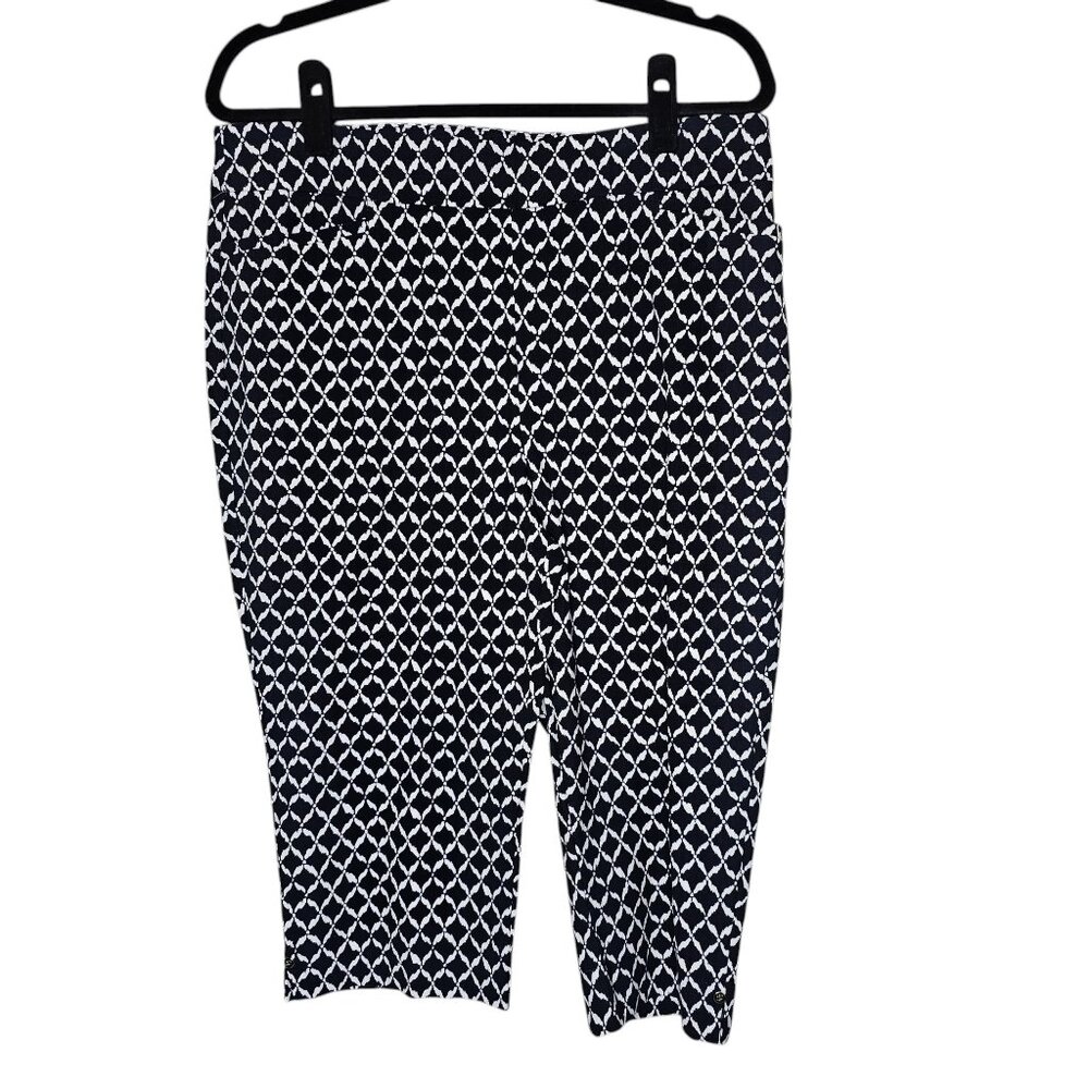 Chicos 2 12 Capri Pants Brigitte Slim Leg Blue White Office Nautical Slimming